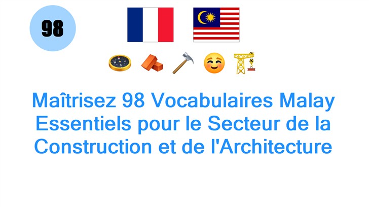 Maîtrisez 98 Vocabulaires Malay Essentiels pour le Secteur de la Construction et de lArchitecture